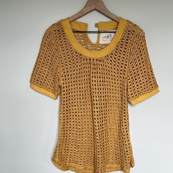 ANTHROPOLOGIE ANGEL OF THE NORTH GOLDEN ROD CROCHET SWEATER - Picture 3 of 4